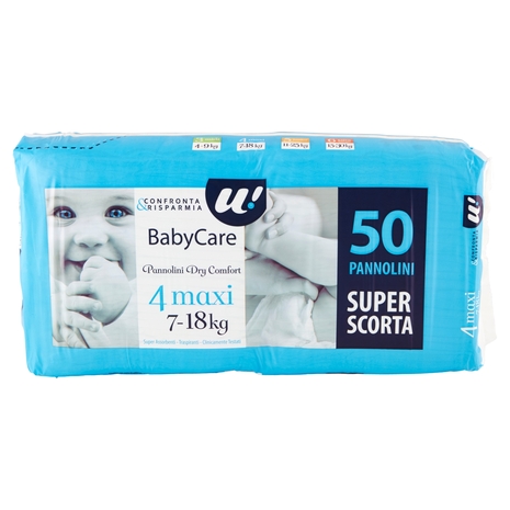 50 PANNOLINI BABY CARE MAXI DRY COMFORT 7-18 KG U! Confronta & Risparmia